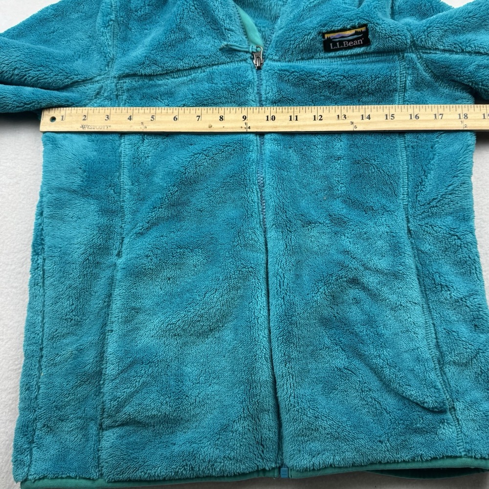 LL BEAN Kids L 14-16 Hi-Pile Fleece‎ Blue Full Zip Hooded Fleece Jacket Large - Picture 6 of 10